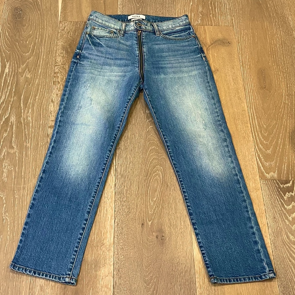 Pistola Blue Ankle Cropped Jeans with Vintage Wash